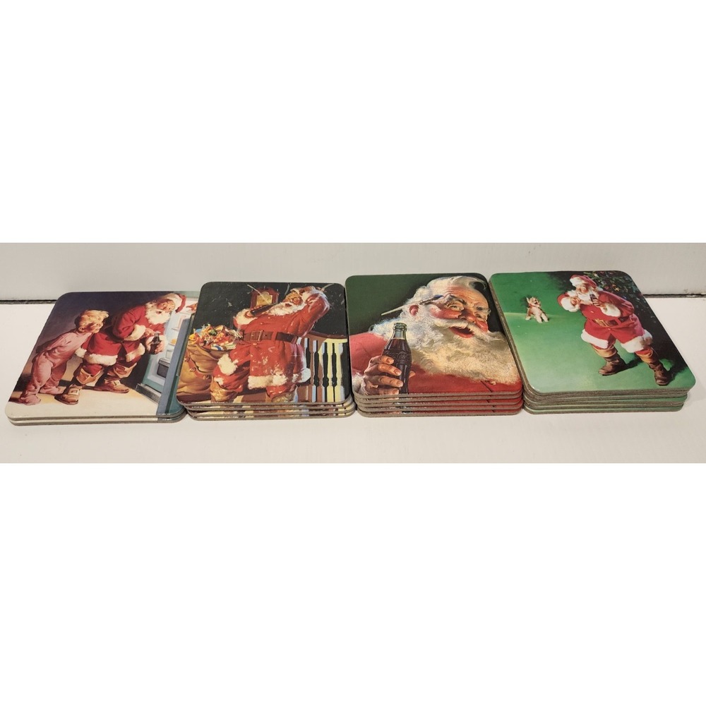 Coca-Cola Santa Claus Cork Coasters - Lot of 17  EUC